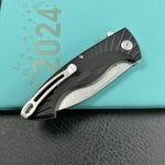 KUBEY KU208D Timberwolf Flipper Outdoor Folding Knife Black G-10 Handle 3.46" Stonewash 14C28N Blade