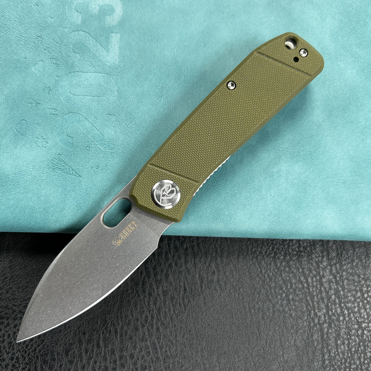 KUBEY KU2104  Hyde Liner Lock Folding Knife Green  G10 Handle 2.95" Sand Blasted 14C28N