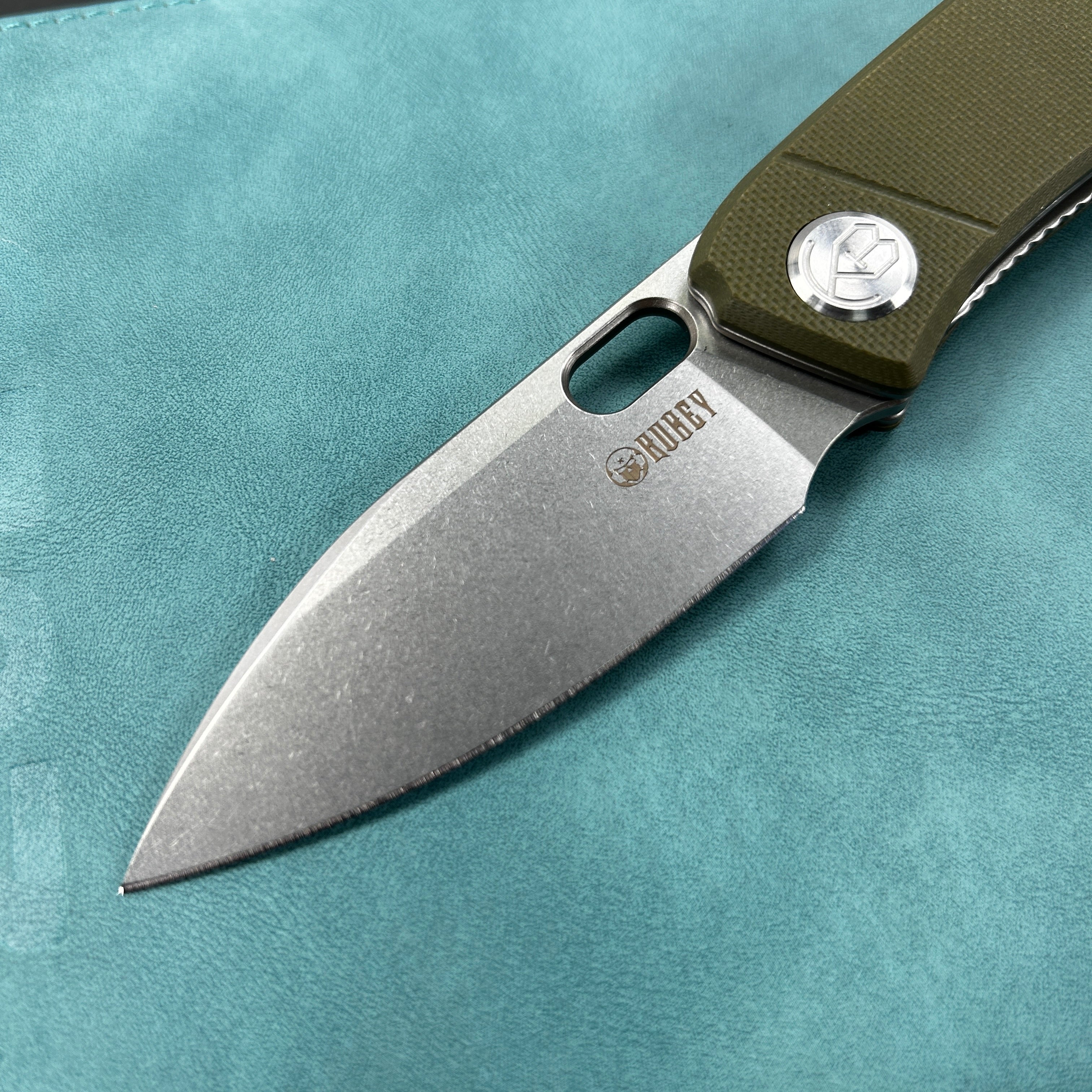 KUBEY KU2104  Hyde Liner Lock Folding Knife Green  G10 Handle 2.95" Sand Blasted 14C28N