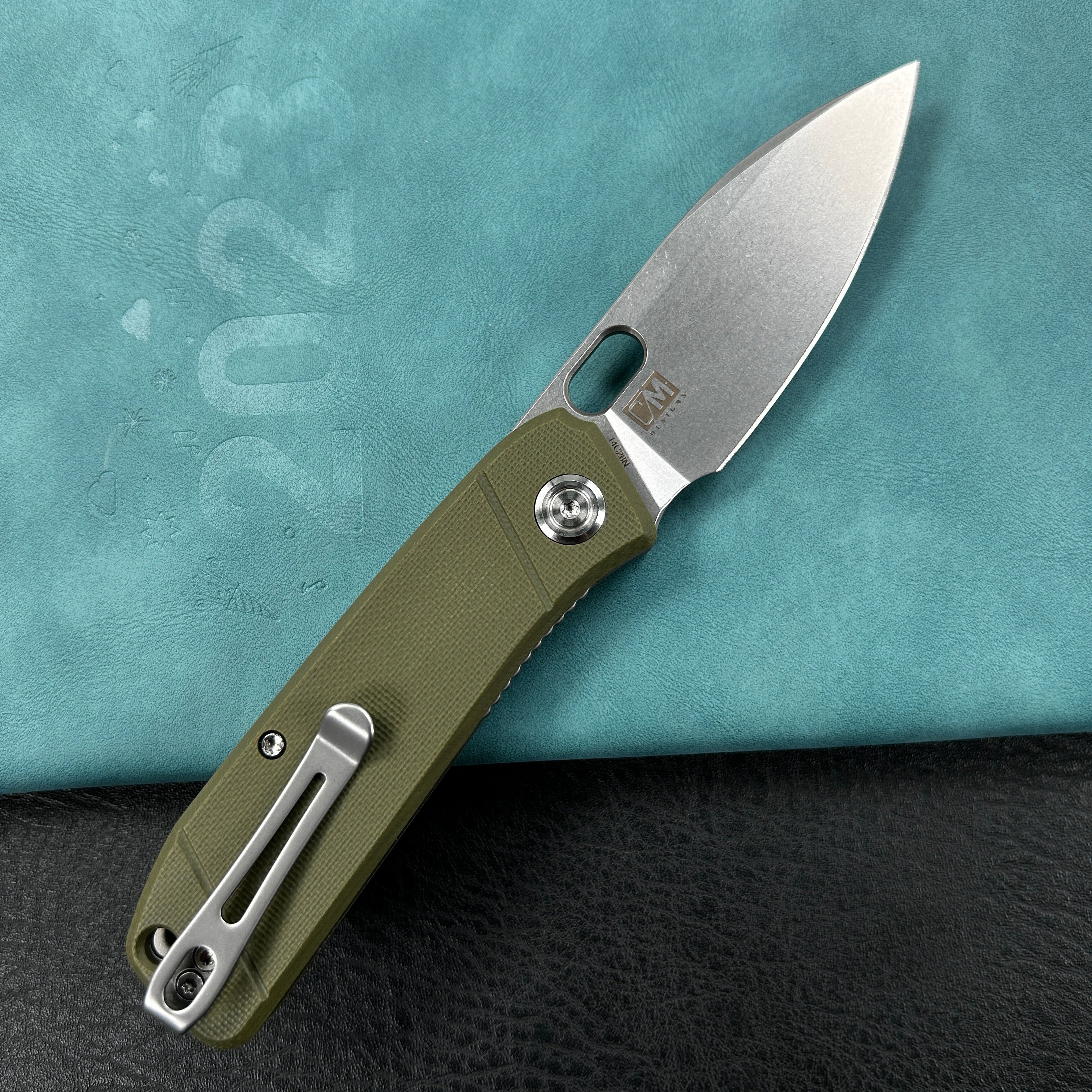 KUBEY KU2104  Hyde Liner Lock Folding Knife Green  G10 Handle 2.95" Sand Blasted 14C28N