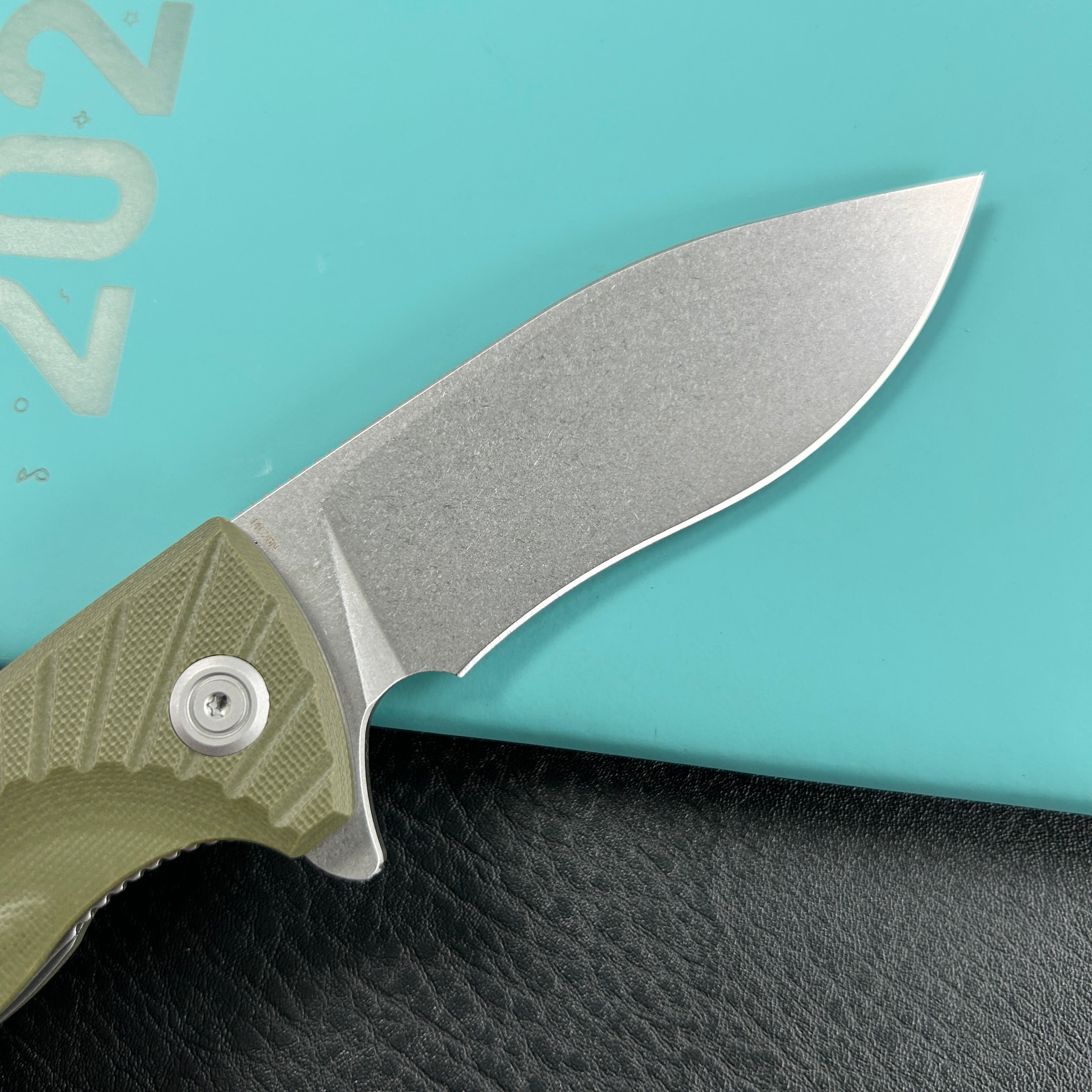 KUBEY KU208F Timberwolf Flipper Outdoor Folding Knife Green G-10 Handle 3.46" Stonewash 14C28N Blade