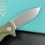 KUBEY KU208F Timberwolf Flipper Outdoor Folding Knife Green G-10 Handle 3.46" Stonewash 14C28N Blade