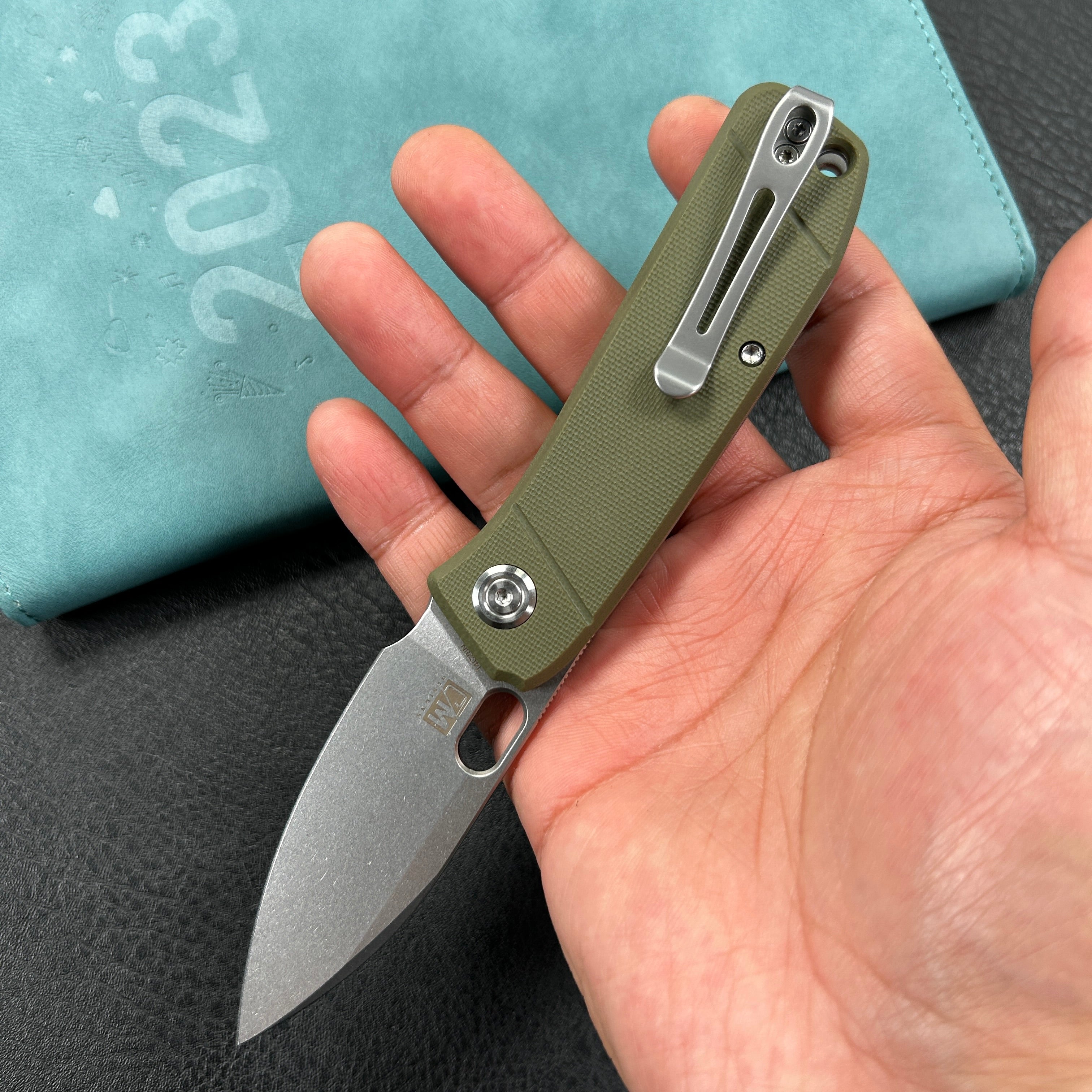 KUBEY KU2104  Hyde Liner Lock Folding Knife Green  G10 Handle 2.95" Sand Blasted 14C28N