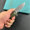 KUBEY KU208F Timberwolf Flipper Outdoor Folding Knife Green G-10 Handle 3.46" Stonewash 14C28N Blade