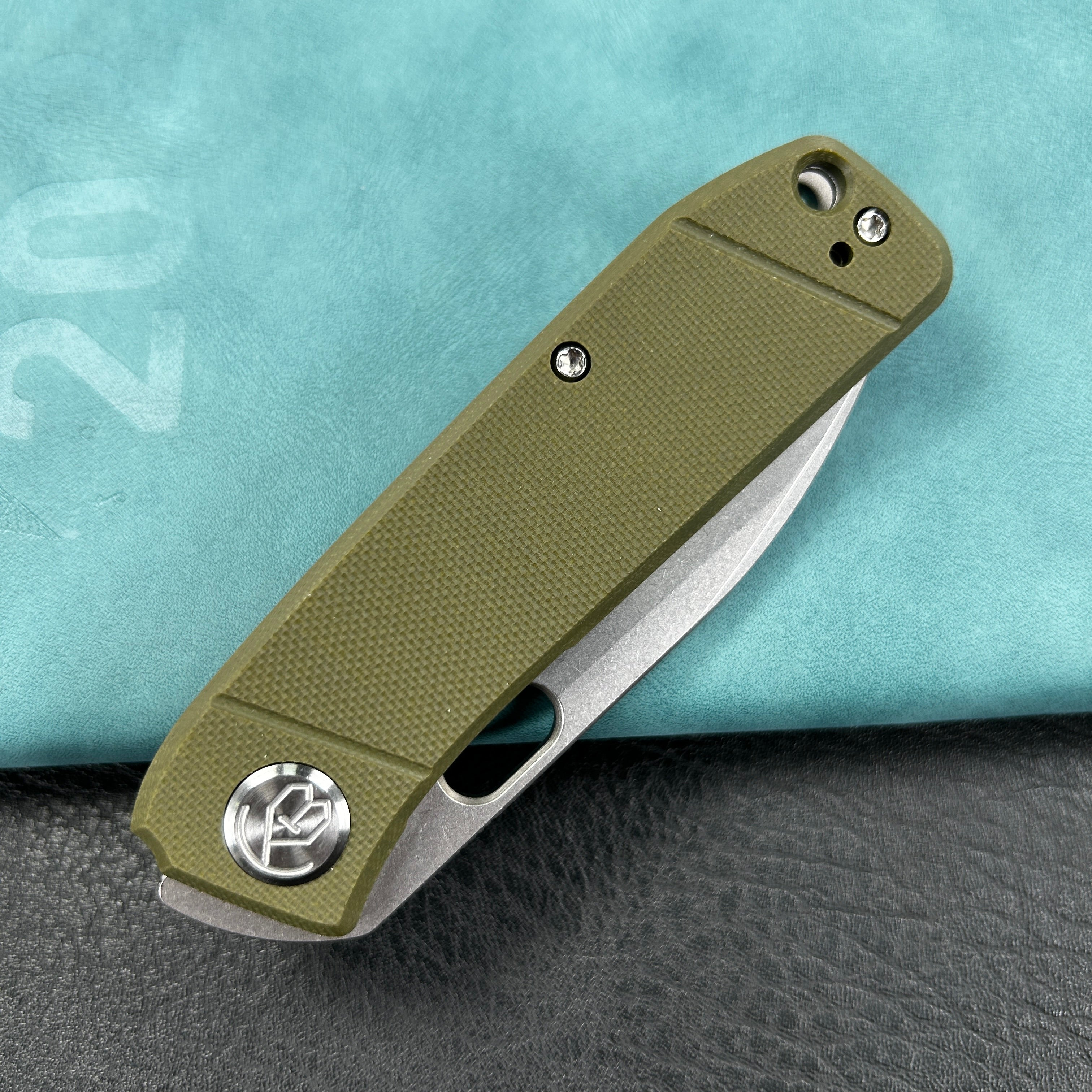 KUBEY KU2104  Hyde Liner Lock Folding Knife Green  G10 Handle 2.95" Sand Blasted 14C28N