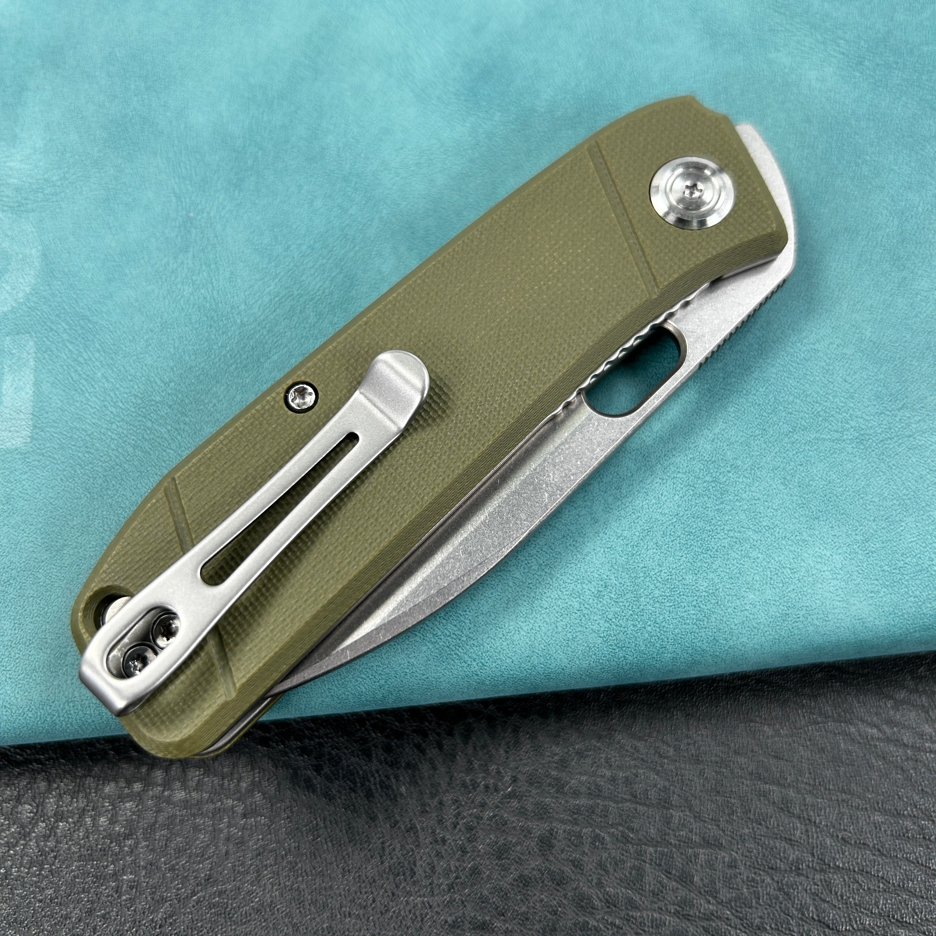 KUBEY KU2104  Hyde Liner Lock Folding Knife Green  G10 Handle 2.95" Sand Blasted 14C28N