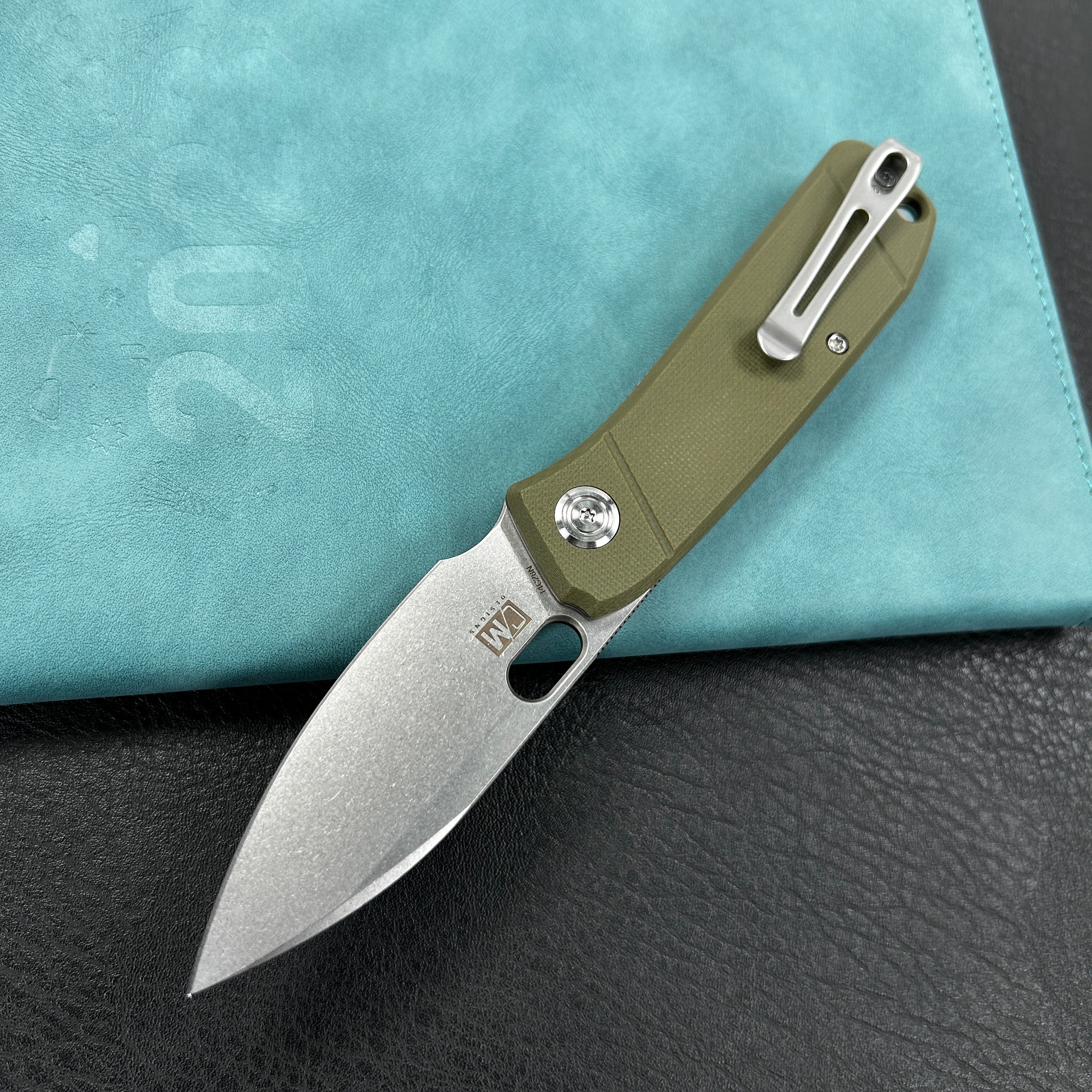 KUBEY KU2104  Hyde Liner Lock Folding Knife Green  G10 Handle 2.95" Sand Blasted 14C28N