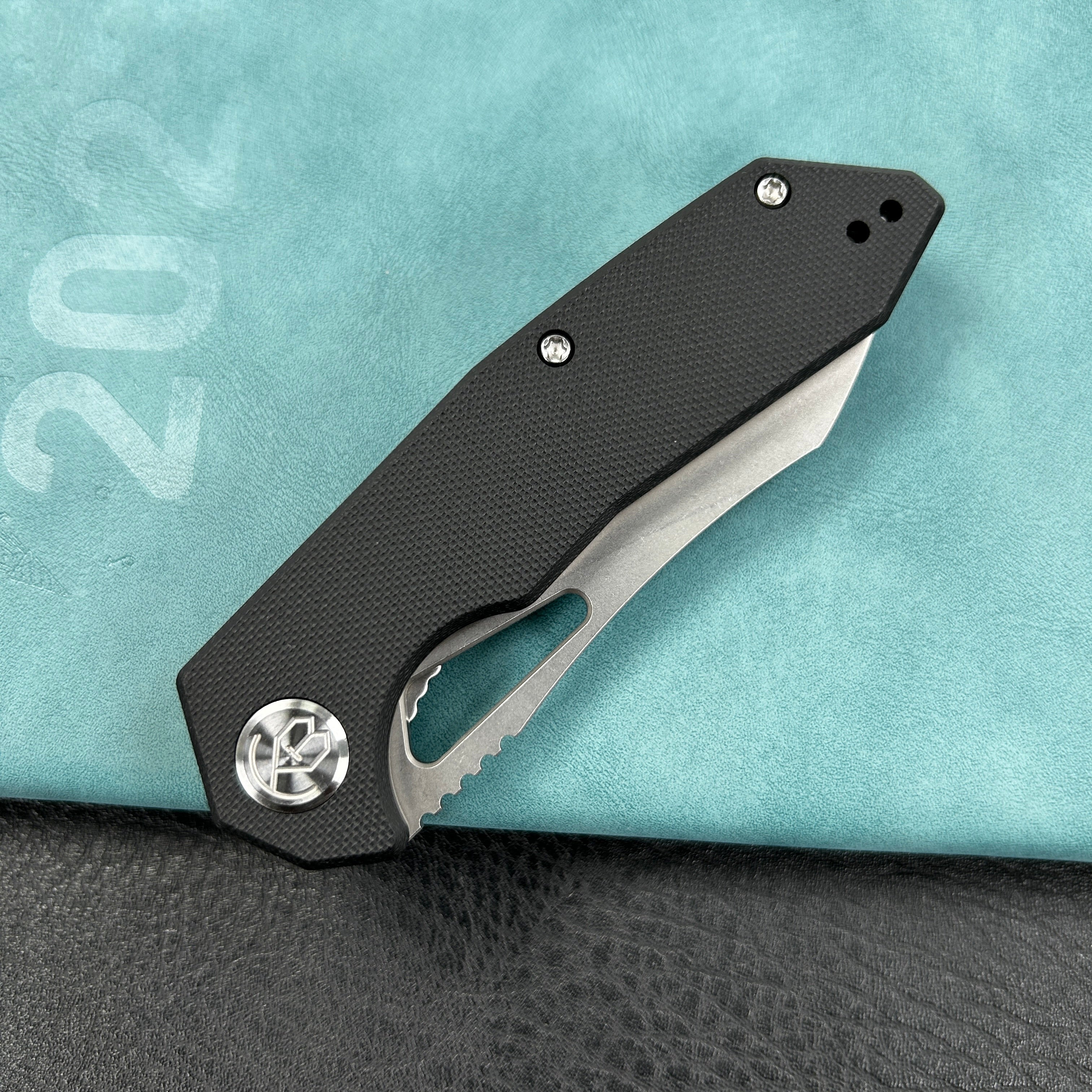 KUBEY KU291  Vagrant Liner Lock Folding Knife Black  G10 Handle (3.1" Sandblast AUS-10)