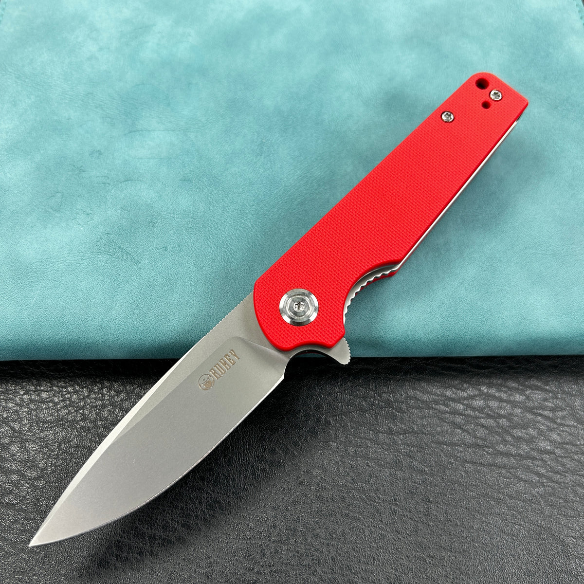 KUBEY  KU233 Wolverine Liner Lock Folding Knife  Red G10 Handle 2.91" Sand Blasted D2