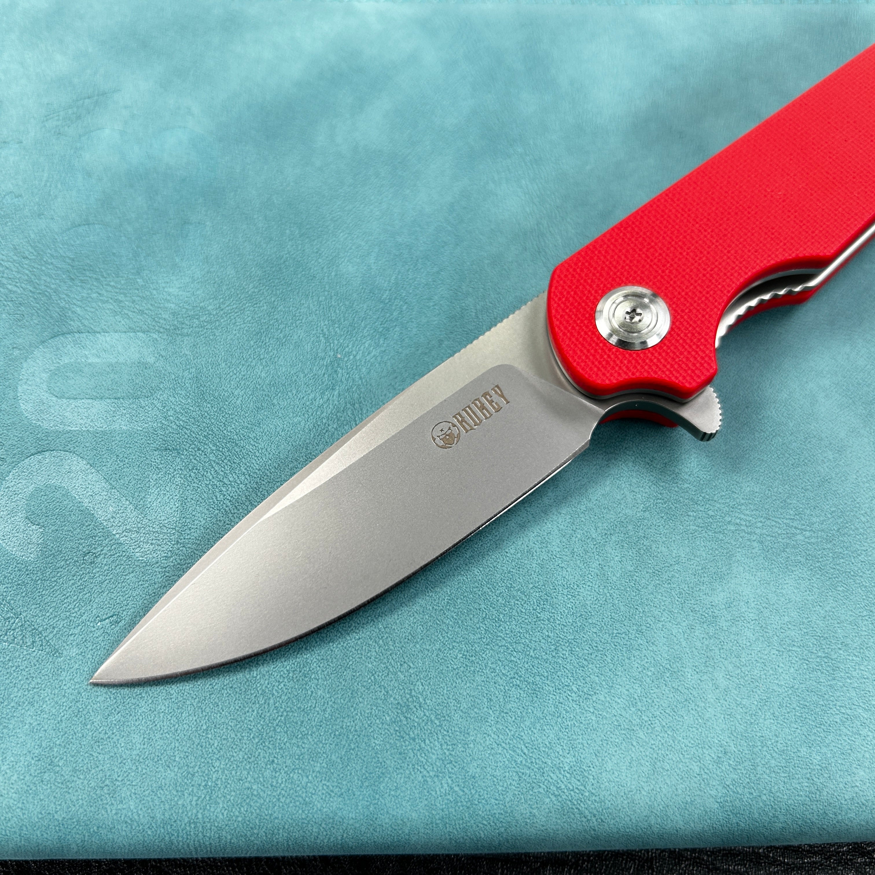 KUBEY  KU233 Wolverine Liner Lock Folding Knife  Red G10 Handle 2.91" Sand Blasted D2