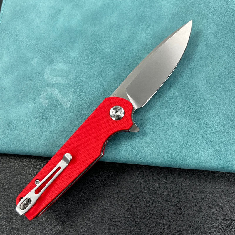 KUBEY  KU233 Wolverine Liner Lock Folding Knife  Red G10 Handle 2.91" Sand Blasted D2