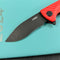 KUBEY KU208I Timberwolf Flipper Outdoor Folding Knife Red G-10 Handle 3.46" Blackwash 14C28N Blade