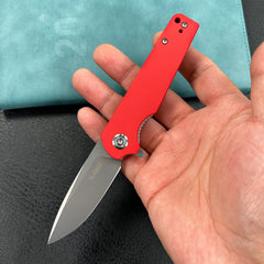 KUBEY  KU233 Wolverine Liner Lock Folding Knife  Red G10 Handle 2.91" Sand Blasted D2