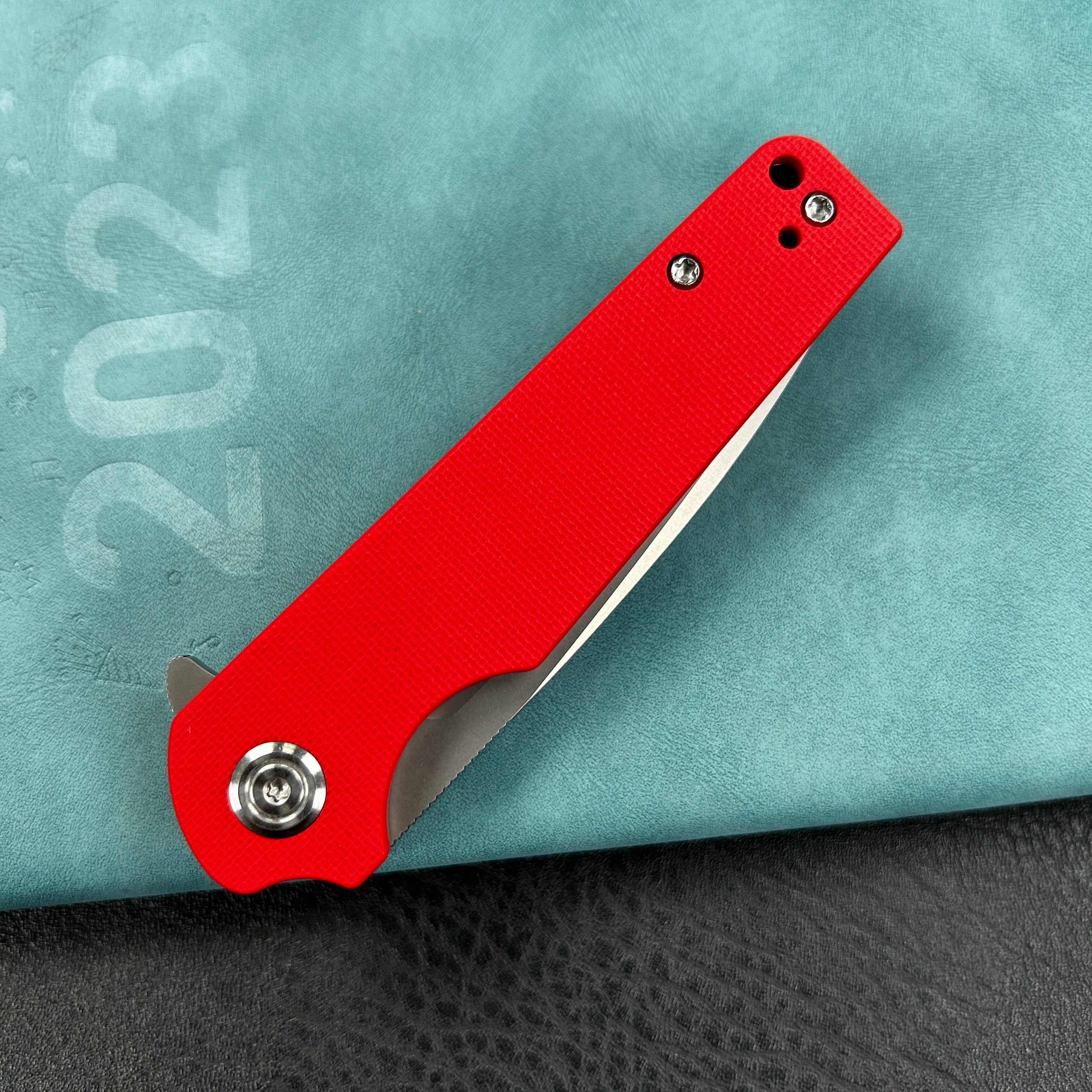 KUBEY  KU233 Wolverine Liner Lock Folding Knife  Red G10 Handle 2.91" Sand Blasted D2