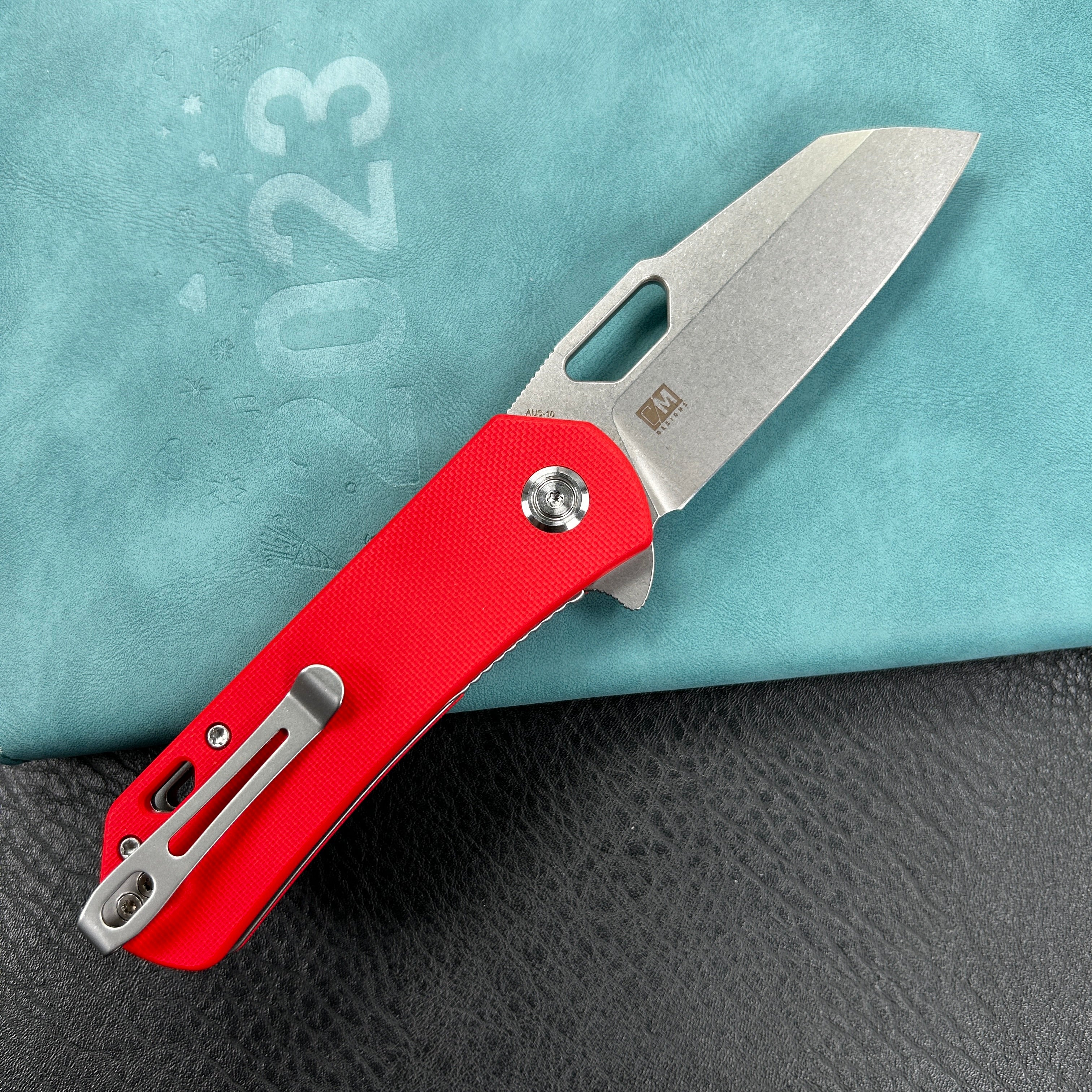 KUBEY KU332  Duroc Liner Lock Flipper Small Pocket Folding Knife Red Handle 2.91" Bead Blasted AUS-10