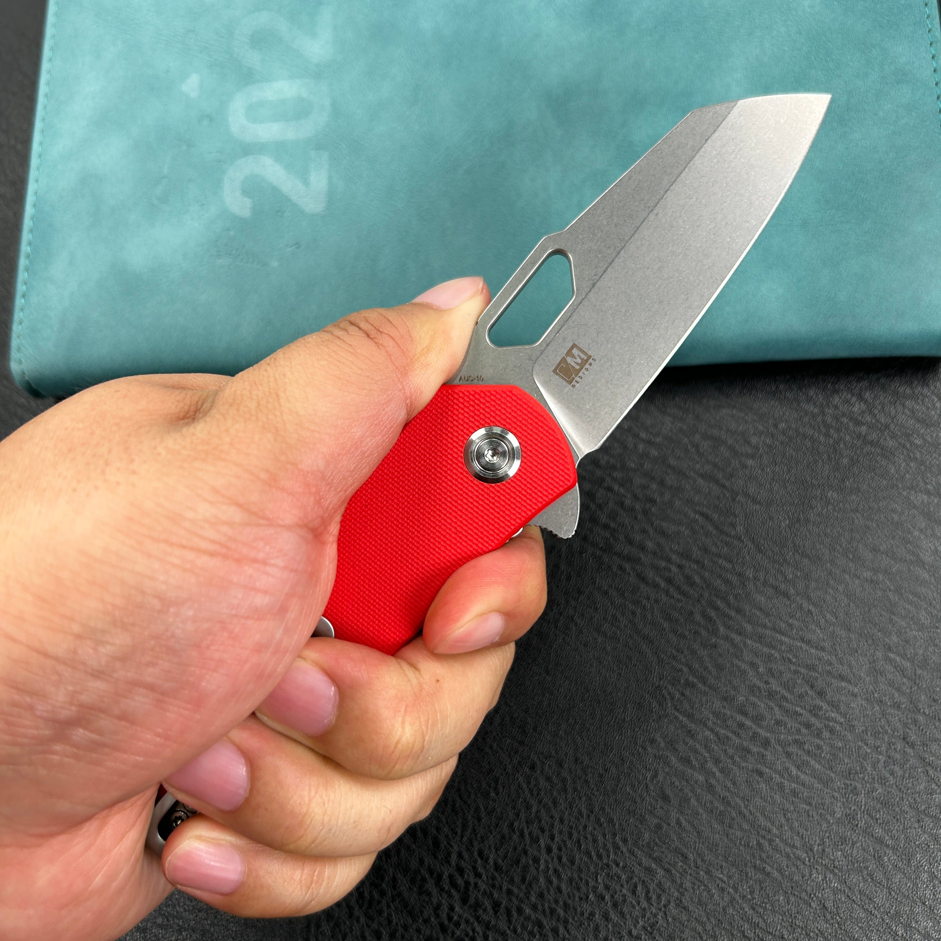 KUBEY KU332  Duroc Liner Lock Flipper Small Pocket Folding Knife Red Handle 2.91" Bead Blasted AUS-10