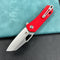 KUBEY KU332  Duroc Liner Lock Flipper Small Pocket Folding Knife Red Handle 2.91" Bead Blasted AUS-10