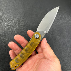 KUBEY KU344M Momentum Sherif Manganas Design Liner Lock Front Flipper / Dual Studs Open Folding Knife  Ultem Handle  3.43" Bead Blasted AUS-10