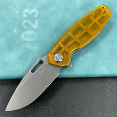 KUBEY KU322L Tityus Liner Lock Flipper Folding Knife Ultem Handle 3.39" Bead Blasted D2