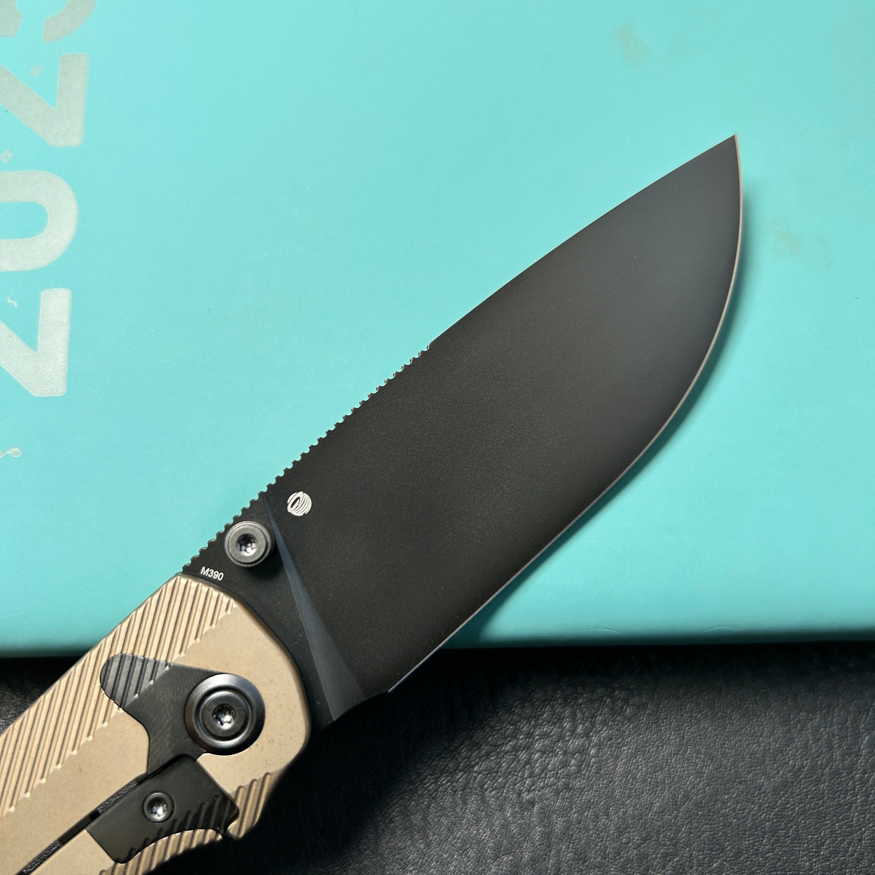 KB knives KB470B Zephyr Tactical Folding Knife Bronze Ano Integral Titanium Handle 4.65" Regular DLC M390