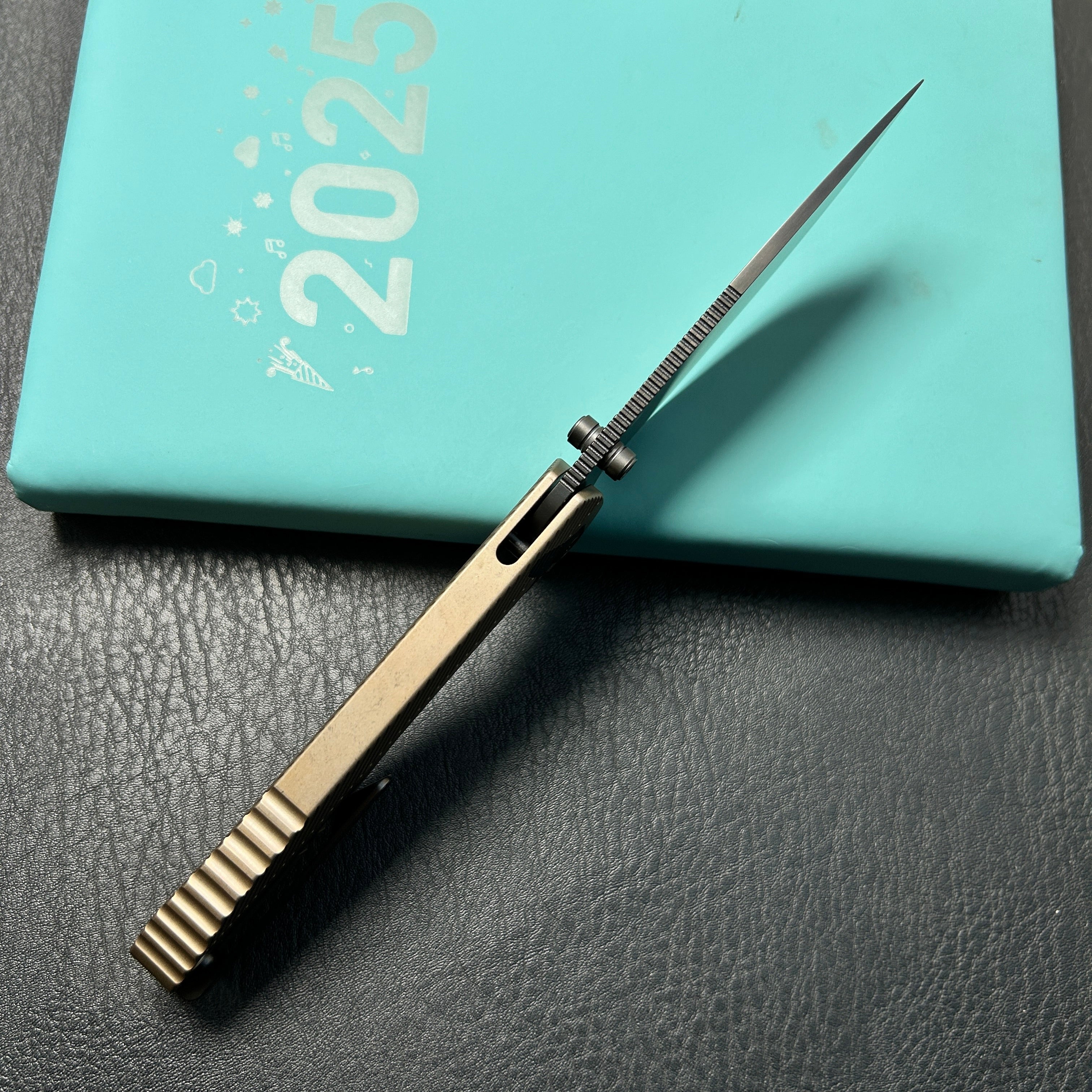 KB knives KB470B Zephyr Tactical Folding Knife Bronze Ano Integral Titanium Handle 4.65" Regular DLC M390