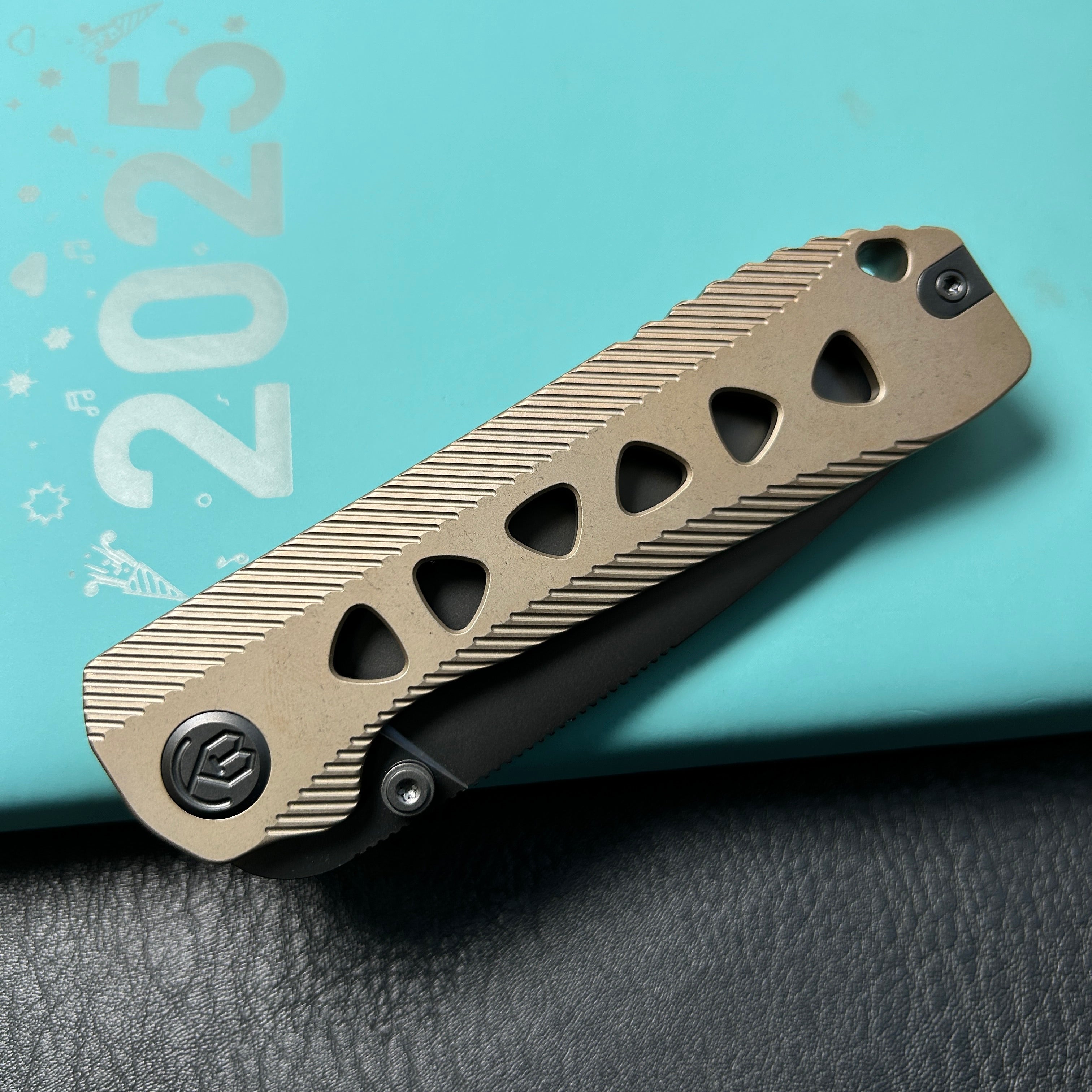 KB knives KB470B Zephyr Tactical Folding Knife Bronze Ano Integral Titanium Handle 4.65" Regular DLC M390