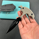 KUBEY KU242E  Push Dagger Fixed Blade Outdoor Knives w/ Kydex Sheath Tan G-10 Black Coating 14C28N