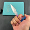 KUBEY KU242F Push Dagger Fixed Blade Outdoor Knives w/ Kydex Sheath Pink Blue G-10 Beadblast 14C28N