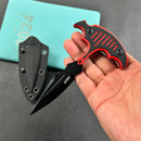 KUBEY  KU242B Push Dagger Fixed Blade Outdoor Knives w/ Kydex Sheath Red Black G-10 Black Coating 14C28N