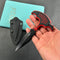 KUBEY  KU242B Push Dagger Fixed Blade Outdoor Knives w/ Kydex Sheath Red Black G-10 Black Coating 14C28N