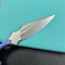 KUBEY KU242D Push Dagger Fixed Blade Outdoor Knives w/ Kydex Sheath Blue Micarta Beadblast 14C28N