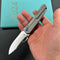 KUBEY KB259A Blackout Frame Lock Folding Knife Gray Titanium Handle 3.15" Belt Satin M390