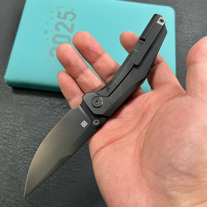 KB Knives KB417C Eclipse Folding knife Black DLC Integral Titanium Handle 3.31'' Black DLC M390 Blade