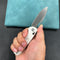 KUBEY KU248C Bluff Axis lock Folding Knife White G10 Handle Sandblast 14C28N