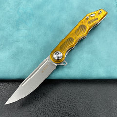 KUBEY KU312M Mizo Liner Lock Flipper Folding Knife Ultem Handle 3.15" Bead Blast AUS-10