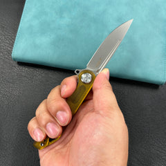 KUBEY KU312M Mizo Liner Lock Flipper Folding Knife Ultem Handle 3.15" Bead Blast AUS-10