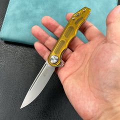 KUBEY KU312M Mizo Liner Lock Flipper Folding Knife Ultem Handle 3.15" Bead Blast AUS-10