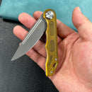 KUBEY KU312  Mizo Liner Lock Flipper Folding Knife Ultem Handle 3.15" Bead Blast AUS-10
