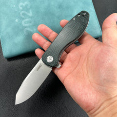 KUBEY KU358  Master Chief Outdoor Folding Pocket Knife Green and black Damascus G10 Handle 3.43" Beadblast AUS-10