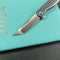 KUBEY KB244B Musō Flipper Everyday Carry Knife Blue Titanium Handle 2.95" Tanto Belt Satin M390 Blade