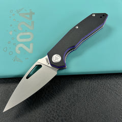 KUBEY KU122R Coeus Liner Lock Thumb Open Folding Knife Black-purple G-10 Handle Kitchen knives 3.11" Beadblast 14C28N