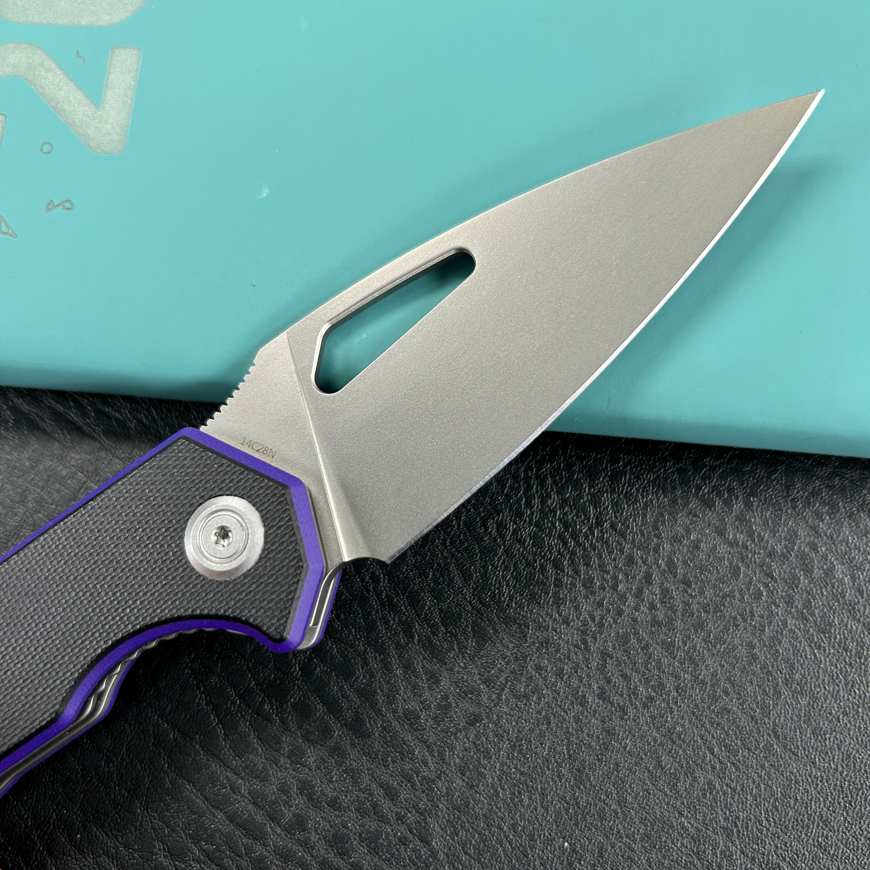 KUBEY KU122R Coeus Liner Lock Thumb Open Folding Knife Black-purple G-10 Handle Kitchen knives 3.11" Beadblast 14C28N