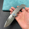 KUBEY KB367A Mikkel Willumsen Design Bravo one Drop Point Frame Lock Folding  Knife  6AL4V Titanium Handle  3.39" Hand Polished Satin M390