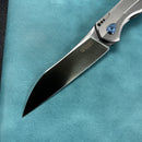 KUBEY KB299C  Barracuda Liner Lock Front Flipper Folding Knife Titanium Handle 3.38" Hand Polished Satin M390