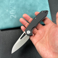 KUBEY  KU291N Vagrant Liner Lock Folding Knife Black G10 Handle 3.1" Sandblast 14C28N