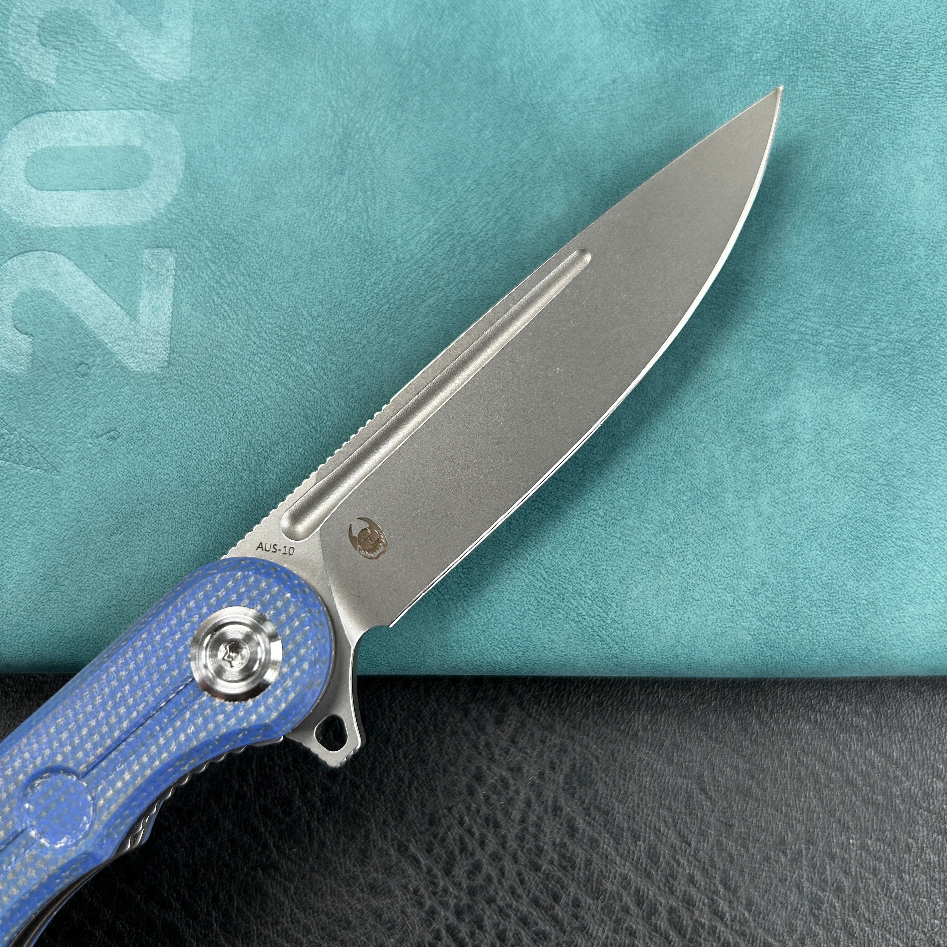 KUBEY KU312  Mizo Liner Lock Flipper Folding Knife  Micarta Handle 3.15" Bead Blast AUS-10