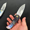 KUBEY KB366,KB367  Mikkel Willumsen Design Bravo one  Frame Lock Folding  Knife  Custom Titanium  Mayhem Finish Handle  3.39" Hand Polished Satin M390