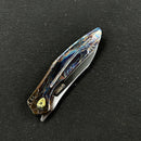 KUBEY KB299   Barracuda Liner Lock Front Flipper Folding Knife Custom Titanium Mayhem Finish Handle  3.38" Hand Polished Satin M390
