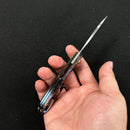 KUBEY KB299   Barracuda Liner Lock Front Flipper Folding Knife Custom Titanium Mayhem Finish Handle  3.38" Hand Polished Satin M390