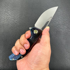 KUBEY KB368  Hyperion Frame Lock Tactical Knife  Custom Titanium Mayhem Finish Handle 3.5" Sandblast CPM-S35VN